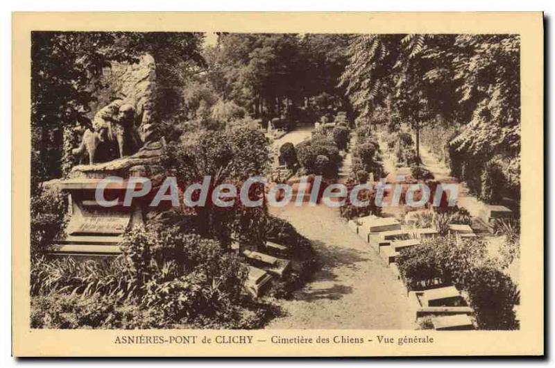 Postcard Old Bridge Asnieres Clichy Cimetiere des Chiens General view