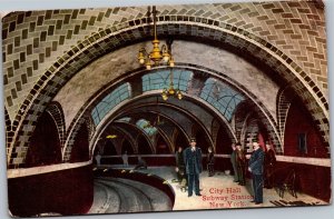 Postcard NYC City Hall Subway Station conductors