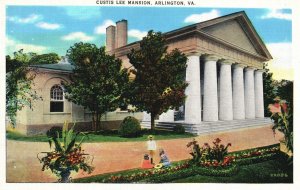 Vintage Postcard 1920's Curtis Lee Mansion Arlington VA Virginia GW Parke Custis