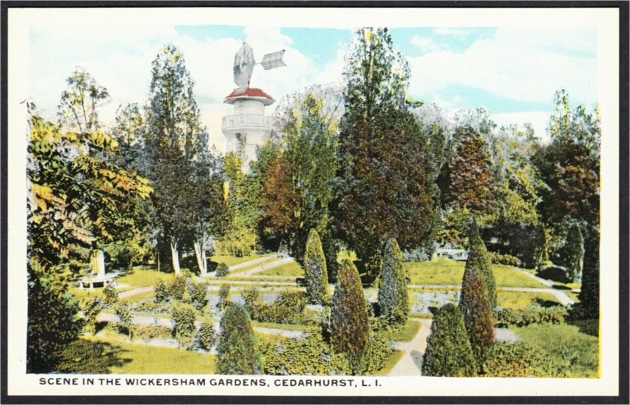 Cedarhurst NY Wickersham Gardens 1910s1920s White Border Postcard