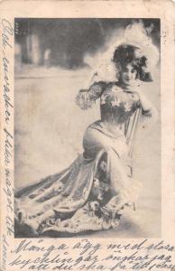 KUNGSBACKA TO  FJARAS SWEDEN WOMAN IN STYLISH HATFLOWERED DRESSPOSTCARD c1903