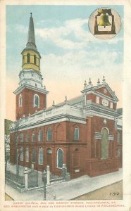 Philadelphia PA Christ Church 2nd & Market Sts White Border Postcard Unused