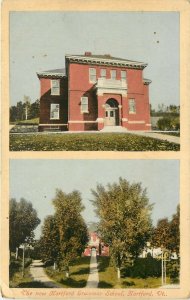 c1910 Postcard; 2 Views of New Hartford Grammar School, Hartford VT Windsor Co.