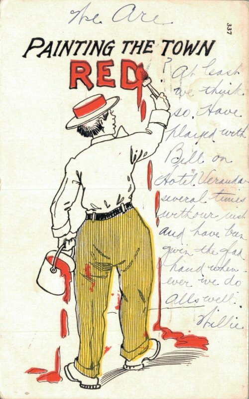 Painting The Town Red Vintage Postcard 06.66