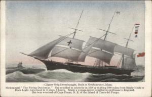 Clipper Ship Dreadnaught Built in Newburyport MA c1910 Postcard