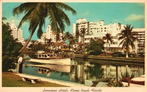 Vintage Postcard 1967 Luxurious Hotels From Indian Creek Miami Beach Florida FL