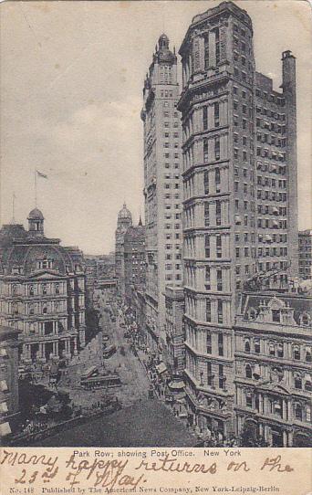 Park Row Showing Post Office New York City 1907