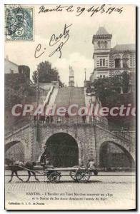 Postcard Old Nantes Stairway Hundred Steps built in 1850 and the statue of St...