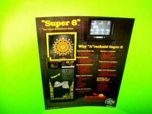 English Mark Darts Super 6 Original 1987 NOS Arcade Game Promo Flyer