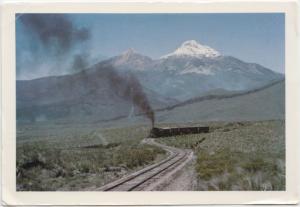 ECUADOR, Panoramic View: The Ilinizas with a train, used Postcard