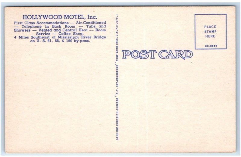 BATON ROUGE, LA Louisiana ~ Roadside HOLLYWOOD MOTEL c1950s Linen  Postcard 