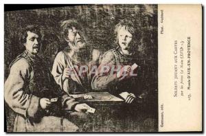 Old Postcard Soldiers playing cards by the Dwarf brothers Musee d & # 39Aix i...