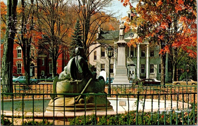 Wellsboro Pennsylvania Wynken Blynken & Nod Statue Village Green Chrome Postcard