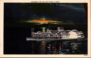 Steamboat On The Ohio River At Night