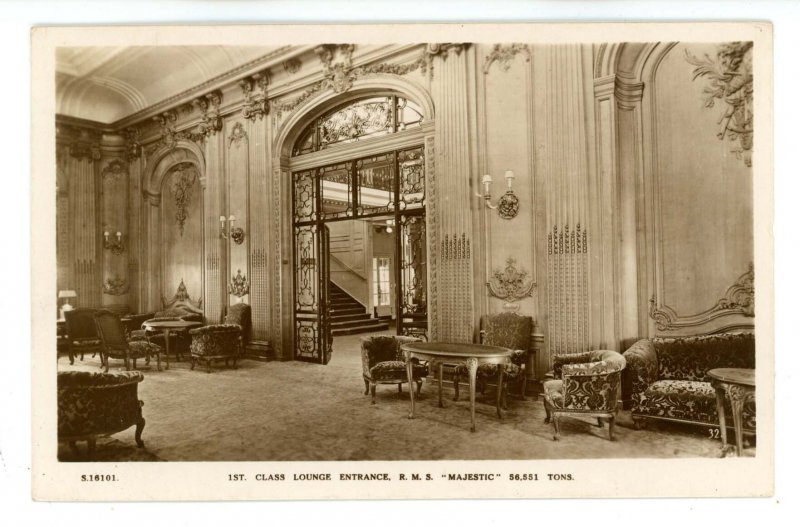 White Star Line - RMS Majestic First Class Lounge Entrance  RPPC