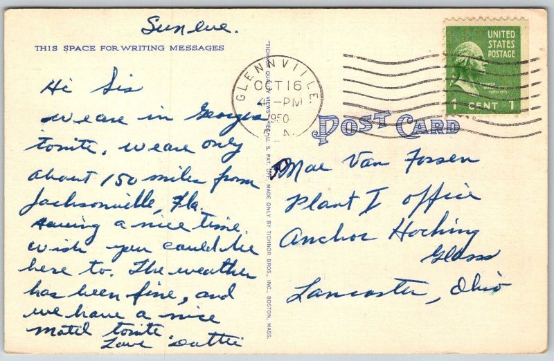 Statesboro Georgia 1950 Postcard High School Building