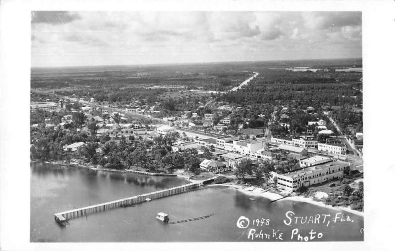 Stuart Florida Aerial View Real Photo Vintage Postcard AA14486