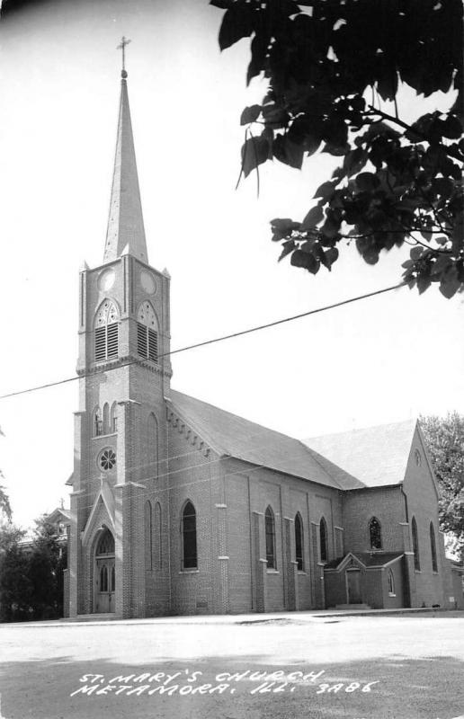 Metamora Illinois St Marys Church Real Photo Antique Postcard K87882