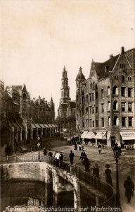 Amsterdam, Holland - Raadhuisstraai met Westertoren - RPPC - c1910
