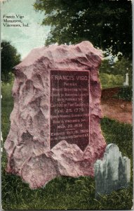 Patriot Revolutionary War Francis Vigo Monument, Vincennes IL Vtg Postcard S31