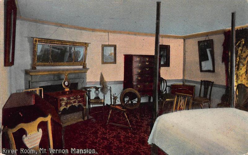 River Room, Mt. Vernon Mansion, Virginia, Early Postcard, Used in 1914