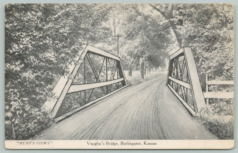 Burlingame Kansas~Vaughn's Bridge~Hunt's Views~Artist Conception~c1910 B&W  