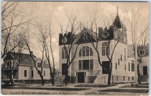 c1910s Akron, IA First Baptist Church Parsonage Battlement Litho Photo PC A147