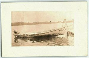 1904-18 Lake Sylvan Canoe Motor Mabel City Rome IN Postcard Rppc Real Photo 