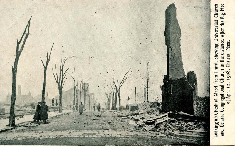 MA - Chelsea. April 12, 1908 Fire Ruins, Chestnut St. up from 3rd