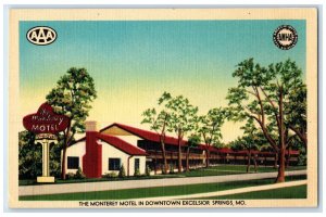 Excelsior Springs Ohio OH Postcard The Monterey Motel Exterior Roadside c1940's