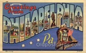 Philadelphia, Pennsylvania Large Letter Town Unused light crease right top co...