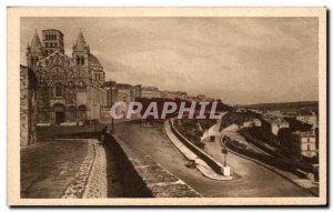 Postcard Old Angouleme cathedral St. Peter and ramparts