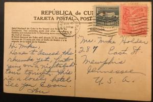 Postcard Used Hotel Nacional de Cuba W/Airplane Havana Cuba LB