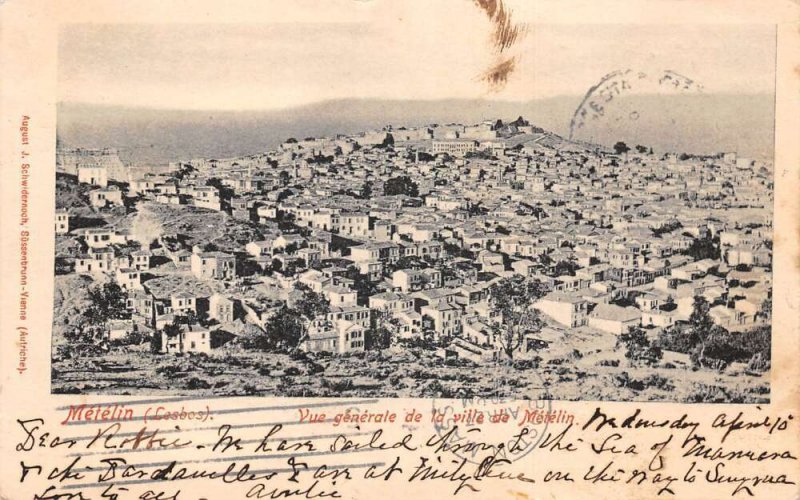 Metelin Mytilene Greece Birds Eye View Vintage Postcard AA66532