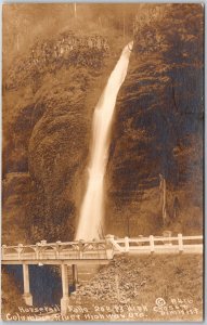 Horsetail Falls 208 Ft. High Columbia River Hitohira Oregon Real Photo Postcard