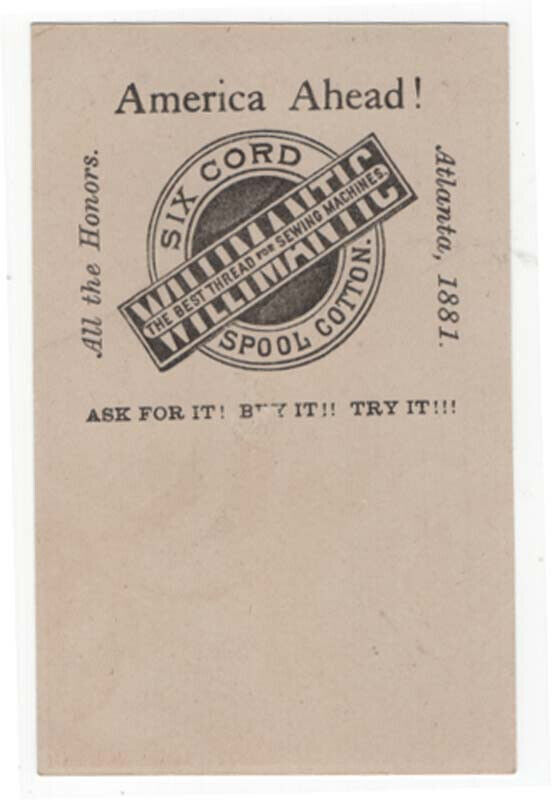 Vintage Willimantic Thread Trade Card, Putting a Girdle Round About The
