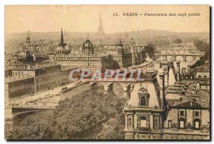 Old Postcard Paris Panorama of the seven bridges