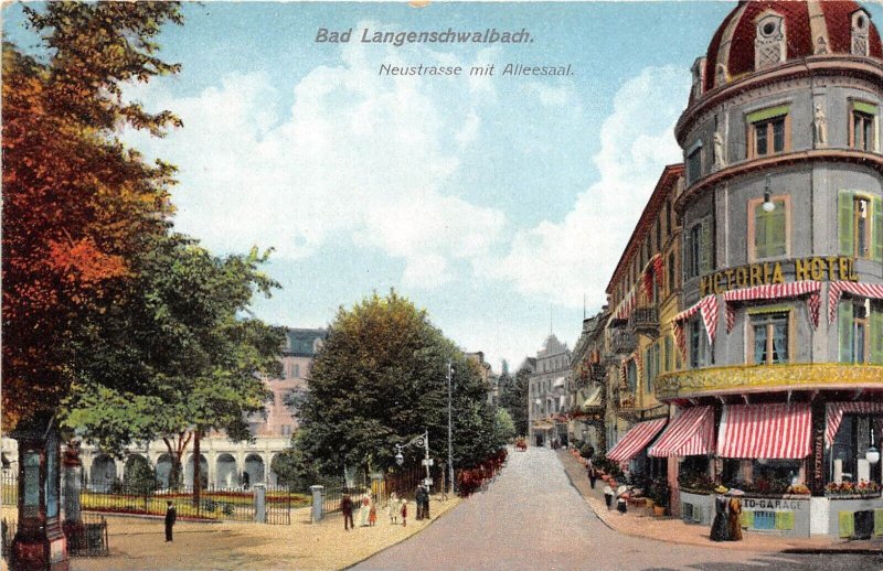 GERMANY c1910 Postcard BAD LANGENSCHWALBACH Neustrasse Mit Alleesaal Hotel