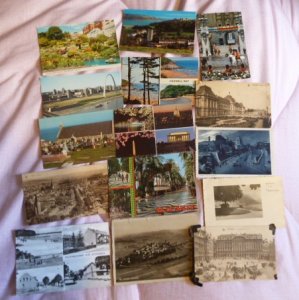 World Selection of  350 assorted used and new postcards,