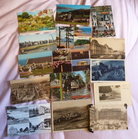 World Selection of  350 assorted used and new postcards,