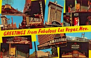 LAS VEGAS NV~LUXURY HOTELS & CLUBS IN DOWNTOWN-GREETINGS~GIANT POSTCARD