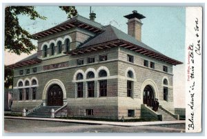 1905 Post Office Building Facade Entrance Door People Lewiston Maine ME Postcard