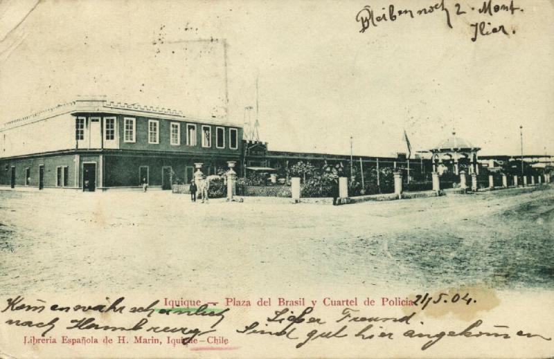 chile, IQUIQUE, Plaza del Brasil y Cuartel de Policia (1904) Stamp, H. Marin