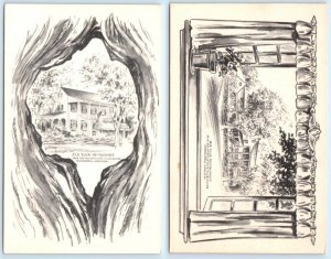 2 Postcards ALEXANDRIA, Virginia VA~ Artist James F. Murray OLD CLUB RESTAURANT