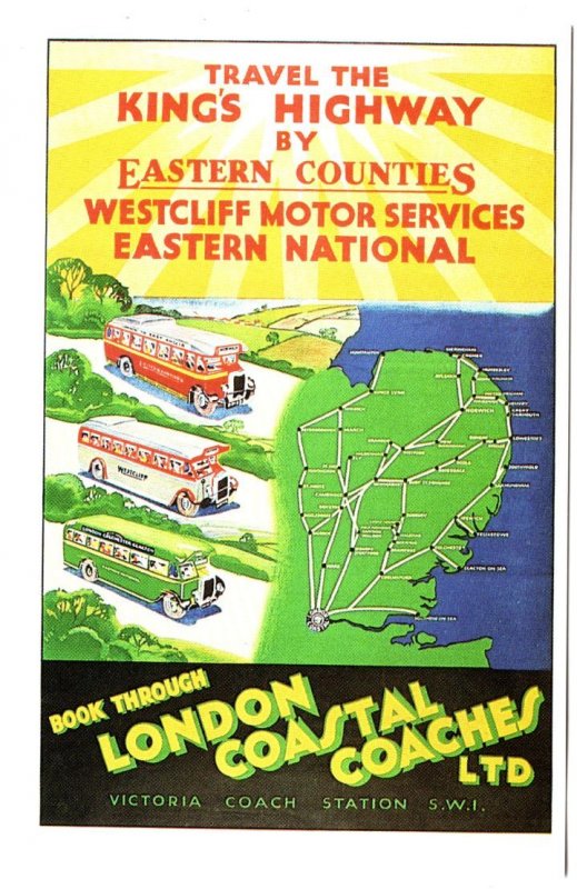 Buses, Route Map, King's Highway, Greyhound, England, London Coastal Coa...
