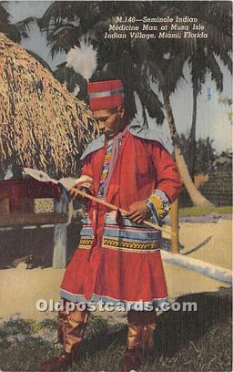 Published by Curteich, C.T. Art Colortone Seminole Indians, Florida USA Postc...
