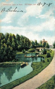 Canada Artificial Lake in Park Ottawa Ontario Vintage Postcard 07.38