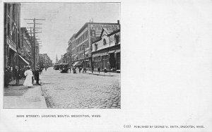 BROCKTON MASSACHUSETTS~MAIN STREET~1900s GEORGE W SMITH PUBL POSTCARD