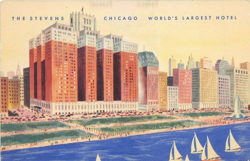 Chicago Illinois 1940s Postcard The Stevens Hotel World's Largest Hotel