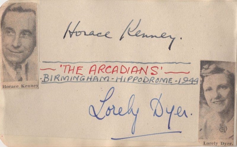 Horace Kenney The Birmingham Arcadians WW2 2x Autograph s